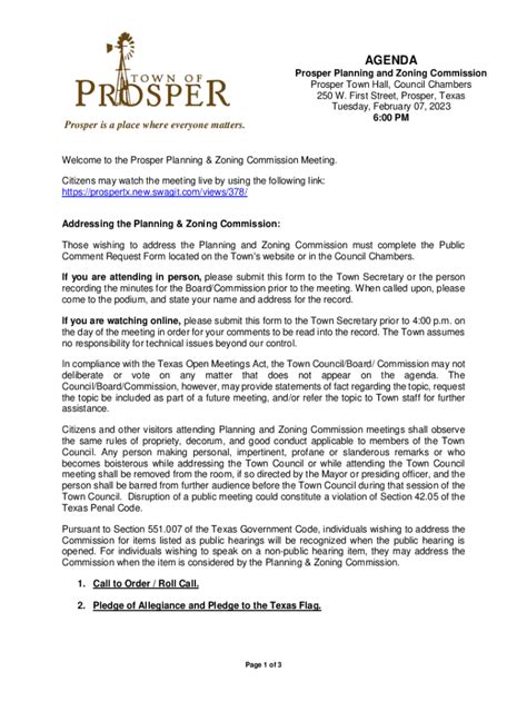 prosper planning zoning minutes.